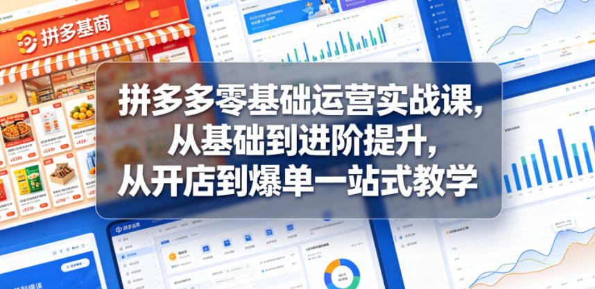 拼多多零基础运营实战课，从基础到进阶提升，从开店到爆单一站式教学 - 佳梦网创 - 网创副业项目资源站-佳梦网创 - 网创副业项目资源站