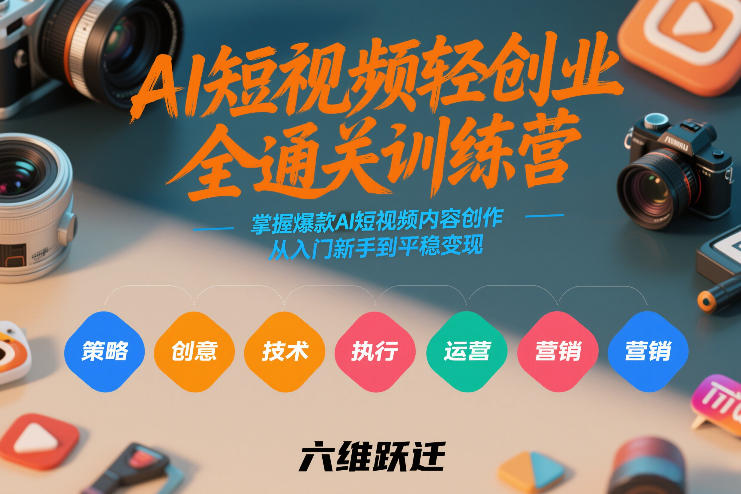 AI短视频轻创业全通关训练营,掌握爆款AI短视频内容创作,从入门新手到平稳变现的六维跃迁-佳梦网创 - 网创副业项目资源站