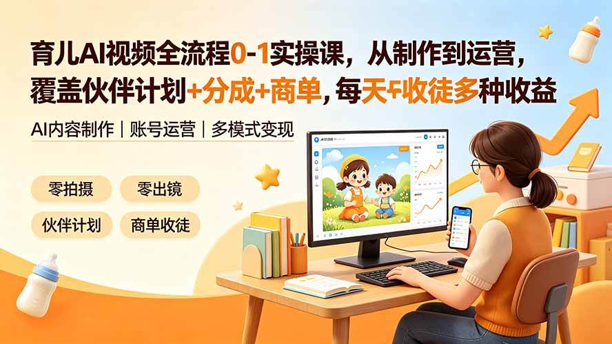 (19236期)育儿AI视频全流程0-1实操课,从制作到运营,覆盖伙伴计划+分成+商单+收徒多种收益,每天500+收益 (19236期)育儿AI视频全流程0-1实操课,从制作到运营,覆盖伙伴计划+分成+商单+收徒多种收益,每天500+收益