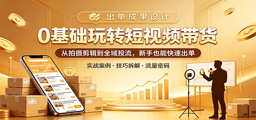 0基础玩转短视频带货：从拍摄剪辑到全域投流，新手也能快速出单 - 佳梦网创 - 网创副业项目资源站-佳梦网创 - 网创副业项目资源站