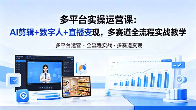 某团队多平台实操运营课-更新26年4月20:AI剪辑+数字人+直播变现,多赛道全流程实战教学-佳梦网创 - 网创副业项目资源站
