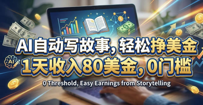 AI自动写故事，轻松挣美刀，1天收入80刀，0门槛 - 佳梦网创 - 网创副业项目资源站-佳梦网创 - 网创副业项目资源站