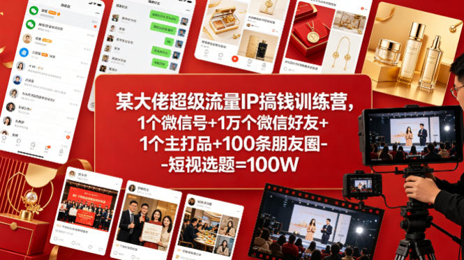 某大佬超级流量IP搞钱训练营,1个微信号+1万个微信好友+1个主打品+100条朋友圈-短视选题=100W-佳梦网创 - 网创副业项目资源站