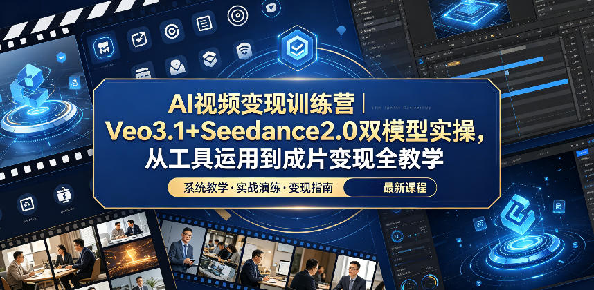 AI视频变现训练营｜Veo3.1+Seedance2.0双模型实操，从工具运用到成片变现全教学-佳梦网创 - 网创副业项目资源站
