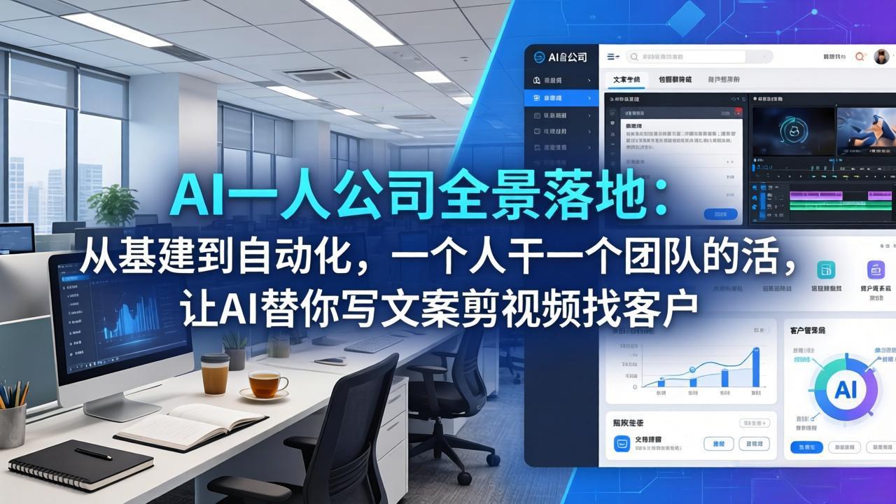 AI一人公司全景落地：从基建到自动化，一个人干一个团队的活，让AI替你写文案剪视频找客户 - 佳梦网创 - 网创副业项目资源站-佳梦网创 - 网创副业项目资源站