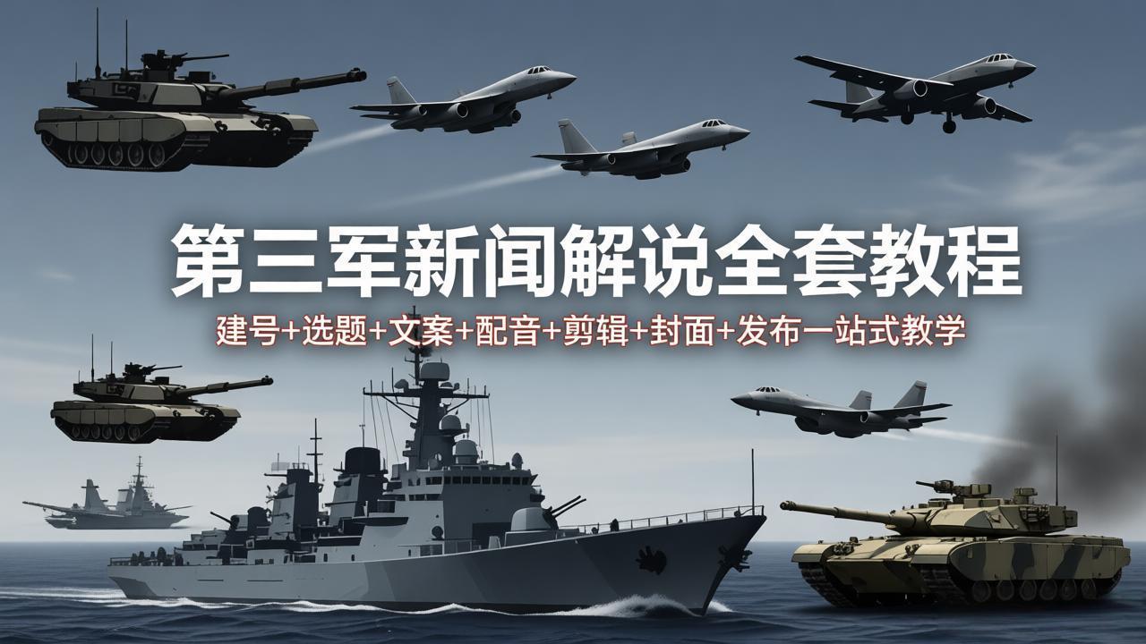 第三军迷新闻解说全套教程：建号+选题+文案+配音+剪辑+封面+发布一站式教学 - 佳梦网创 - 网创副业项目资源站-佳梦网创 - 网创副业项目资源站