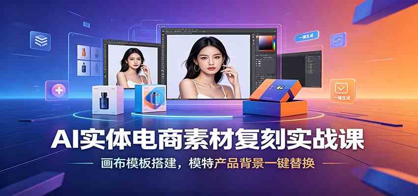 AI实体电商素材复刻实战课:画布模板搭建,模特产品背景一键替换 AI实体电商素材复刻实战课:画布模板搭建,模特产品背景一键替换