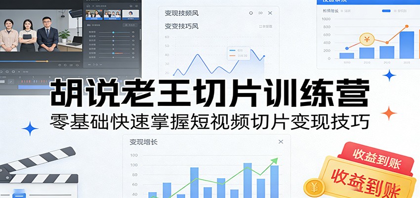 胡说老王切片训练营，零基础快速掌握短视频切片变现技巧 - 佳梦网创 - 网创副业项目资源站-佳梦网创 - 网创副业项目资源站