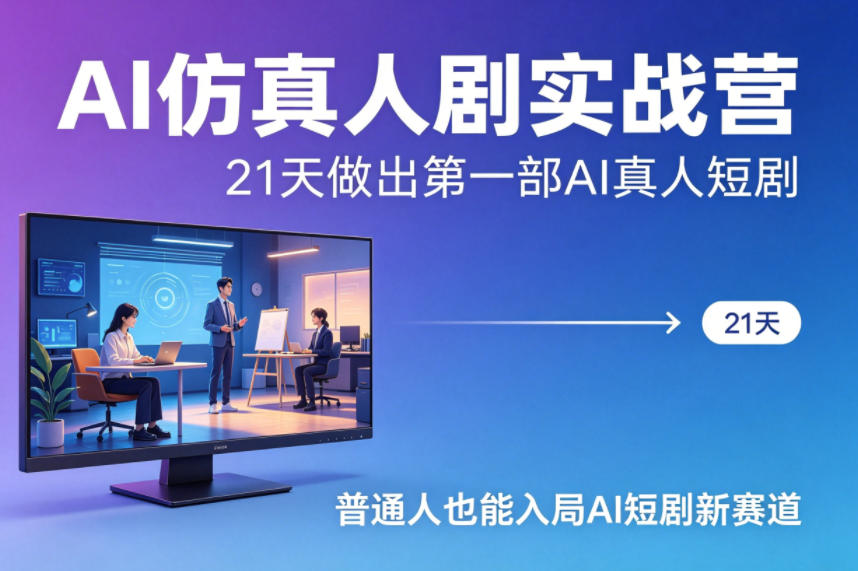 AI仿真人剧实战营,21天做出第一部AI真人短剧,普通人也能入局AI短剧新赛道-佳梦网创 - 网创副业项目资源站