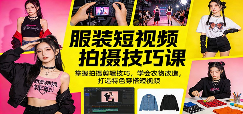 服装短视频拍摄技巧课：掌握拍摄剪辑技巧，学会衣物改造，打造特色穿搭短视频 - 佳梦网创 - 网创副业项目资源站-佳梦网创 - 网创副业项目资源站