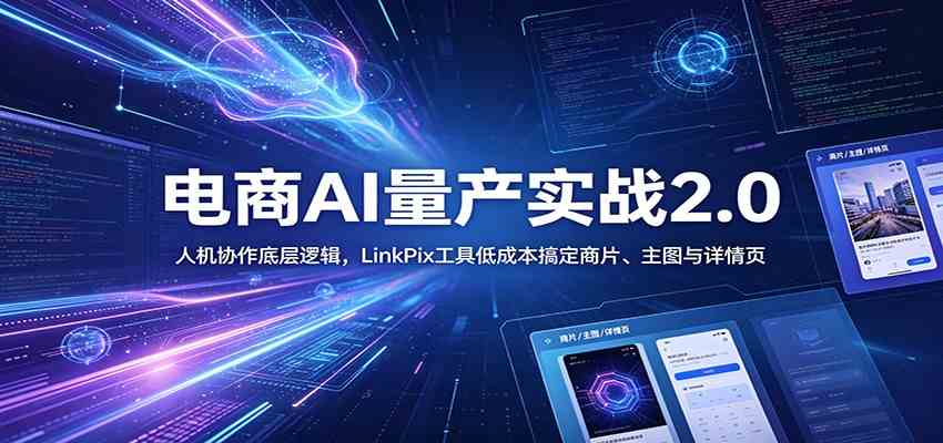 电商人AI量产实战2.0：人机协作底层逻辑，LinkPix工具低成本搞定商片、主图与详情页 - 佳梦网创 - 网创副业项目资源站-佳梦网创 - 网创副业项目资源站