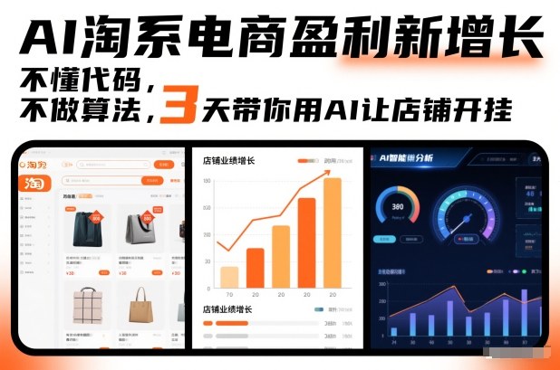 AI淘系电商盈利新增长,不懂代码,不做算法,3天带你用AI让店铺开挂-佳梦网创 - 网创副业项目资源站