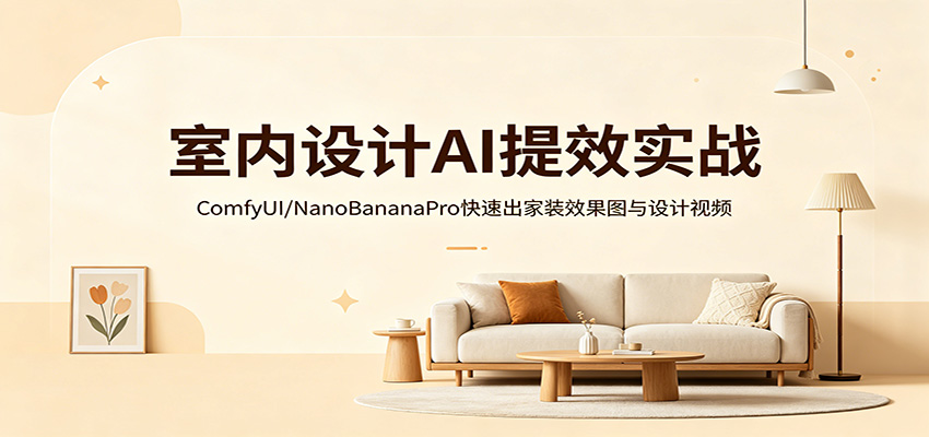 室内设计AI提效实战：ComfyUI/NanoBananaPro快速出家装效果图与设计视频 - 佳梦网创 - 网创副业项目资源站-佳梦网创 - 网创副业项目资源站