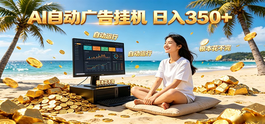 AI自动广告挂机 日入350+ 真正做到躺赚式变现,根本花不完! AI自动广告挂机 日入350+ 真正做到躺赚式变现,根本花不完!
