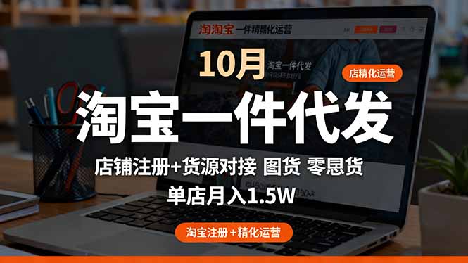 淘宝一件代发精细化运营-10月：店铺注册+货源对接+零囤货，单店月入1.5w - 佳梦网创 - 网创副业项目资源站-佳梦网创 - 网创副业项目资源站