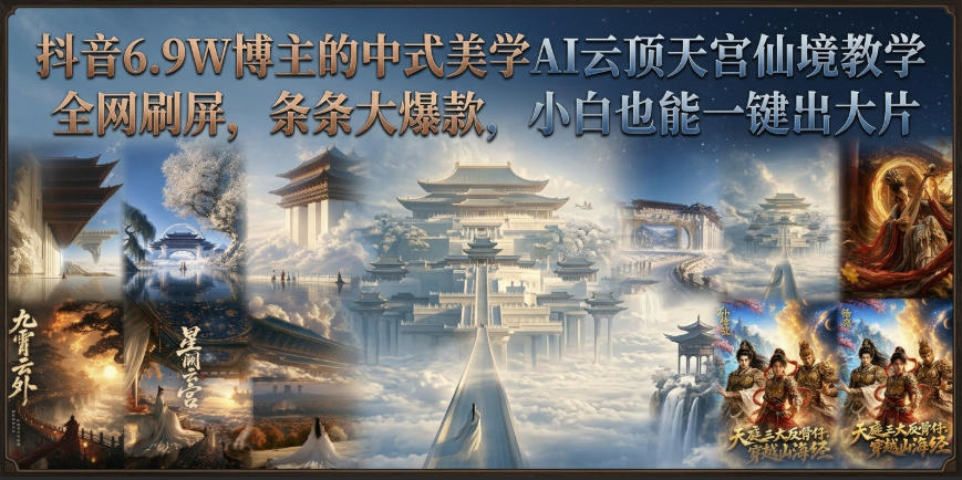 抖音6.9W博主的中式美学AI云顶天宫仙境教学,全网刷屏,条条大爆款,小白也能一键出大片-佳梦网创 - 网创副业项目资源站