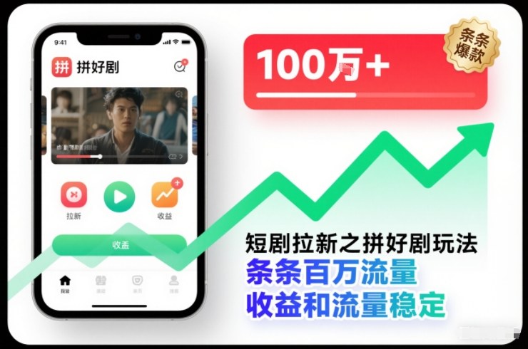 短剧拉新之拼好剧玩法，条条百万流量，收益和流量稳定 - 佳梦网创 - 网创副业项目资源站-佳梦网创 - 网创副业项目资源站