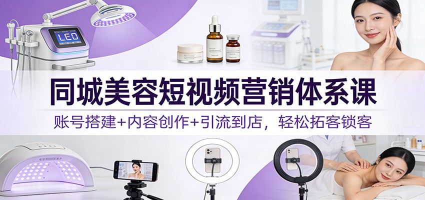 同城美容短视频营销体系课：账号搭建+内容创作+引流到店，轻松拓客锁客 - 佳梦网创 - 网创副业项目资源站-佳梦网创 - 网创副业项目资源站