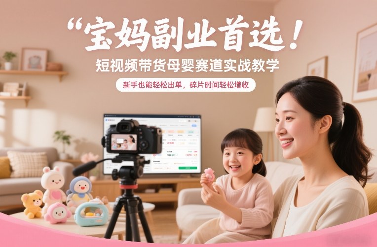 宝妈副业首选！短视频带货母婴赛道实战教学，新手也能轻松出单，碎片时间轻松增收 - 佳梦网创 - 网创副业项目资源站-佳梦网创 - 网创副业项目资源站
