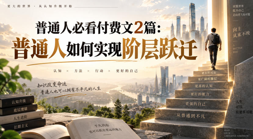 普通人必看付费文2篇：普通人如何实现阶层跃迁-佳梦网创 - 网创副业项目资源站