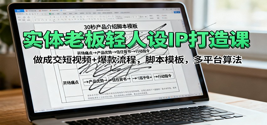 实体老板轻人设IP打造课：做成交短视频+爆款流程，脚本模板，多平台算法 - 佳梦网创 - 网创副业项目资源站-佳梦网创 - 网创副业项目资源站