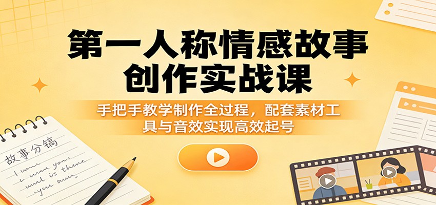 第一人称情感故事创作实战课：手把手教学制作全过程，配套素材工具与音效实现高效起号 - 佳梦网创 - 网创副业项目资源站-佳梦网创 - 网创副业项目资源站