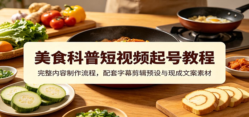 美食科普短视频起号教程：完整内容制作流程，配套字幕剪辑预设与现成文案素材 - 佳梦网创 - 网创副业项目资源站-佳梦网创 - 网创副业项目资源站
