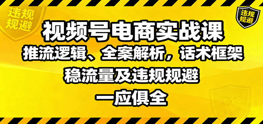 视频号电商实战课：推流逻辑、全案解析，话术框架，稳流量及违规规避等 - 佳梦网创 - 网创副业项目资源站-佳梦网创 - 网创副业项目资源站