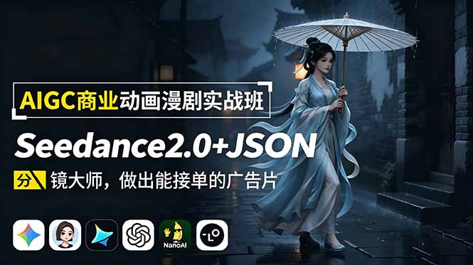 AIGC商业动画漫剧实战班:Seedance2.0+JSON分镜大师,做出能接单的广告片-佳梦网创 - 网创副业项目资源站