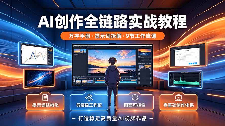 （19247期）AI创作全链路实战教程｜万字手册·提示词拆解·9节工作流课，打造稳定高质量AI视频作品 - 佳梦网创 - 网创副业项目资源站-佳梦网创 - 网创副业项目资源站