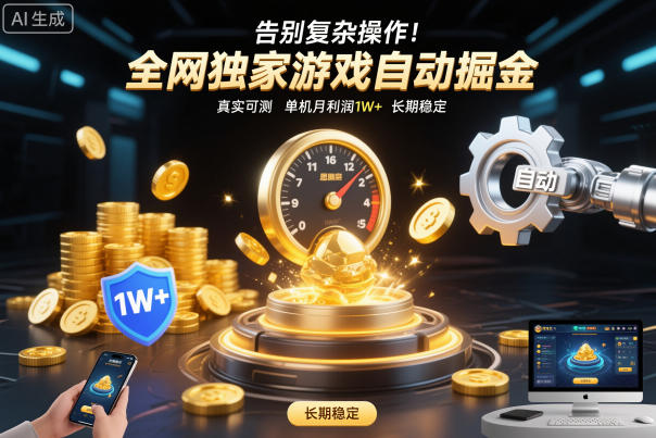 告别复杂操作!全网独家游戏自动掘金,真实可测,单机月利润1W+,长期稳定【揭秘】