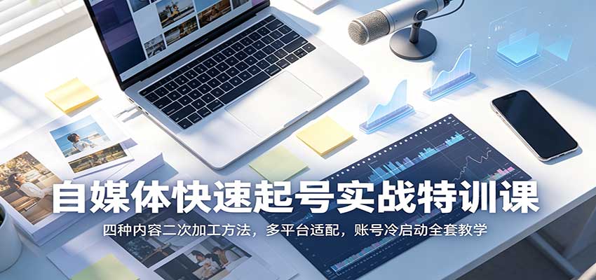 自媒体快速起号实战特训课：四种内容二次加工方法，多平台适配，账号冷启动全套教学-佳梦网创 - 网创副业项目资源站
