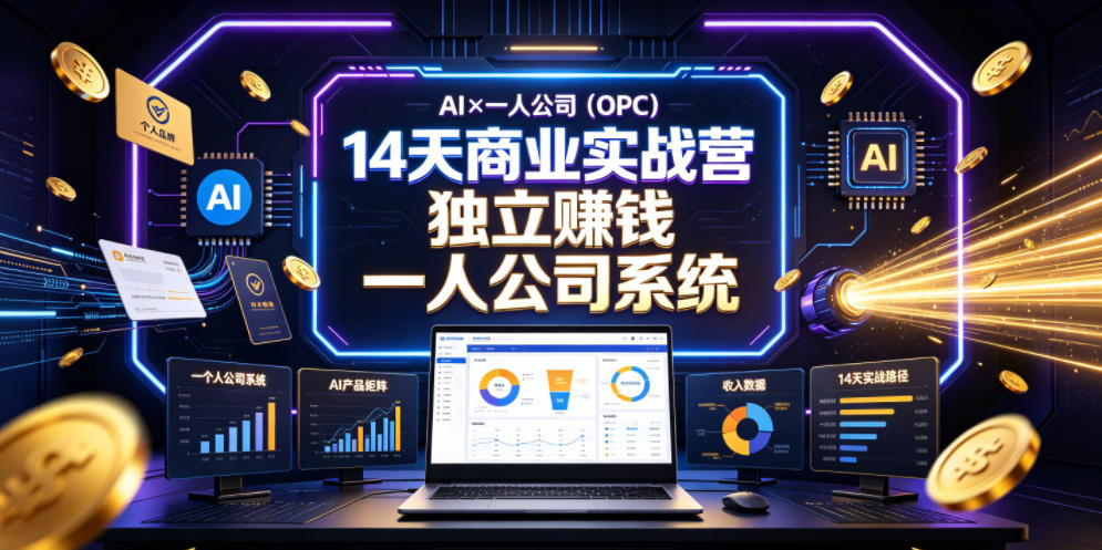 AI×一人公司（OPC）14天商业实战营，用AI帮你搭建一个属于你自己的、能独立賺钱的一人公司系统-佳梦网创 - 网创副业项目资源站