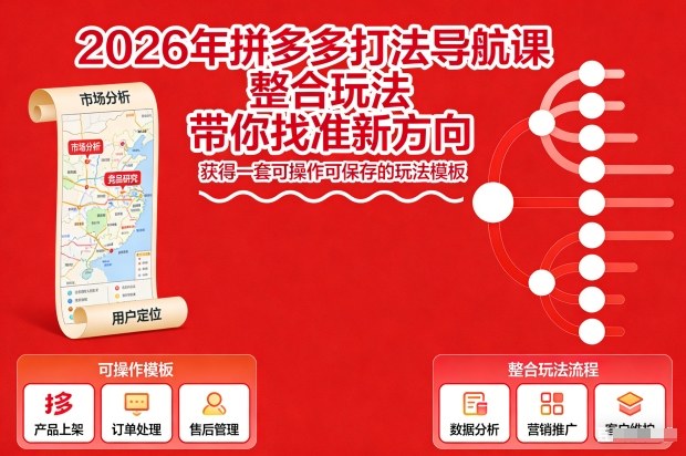 2026年拼多多打法导航课,整合玩法,带你找准新方向,获得一套可操作可保存的玩法模板-佳梦网创 - 网创副业项目资源站