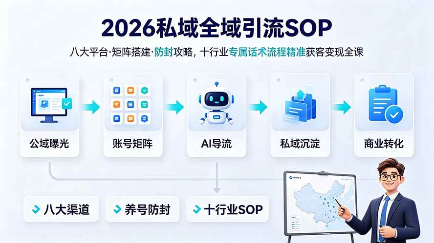 （19248期） 2026私域全域引流SOP｜八大平台·矩阵搭建·防封攻略，十行业专属话术流程精准获客变现全课 - 佳梦网创 - 网创副业项目资源站-佳梦网创 - 网创副业项目资源站