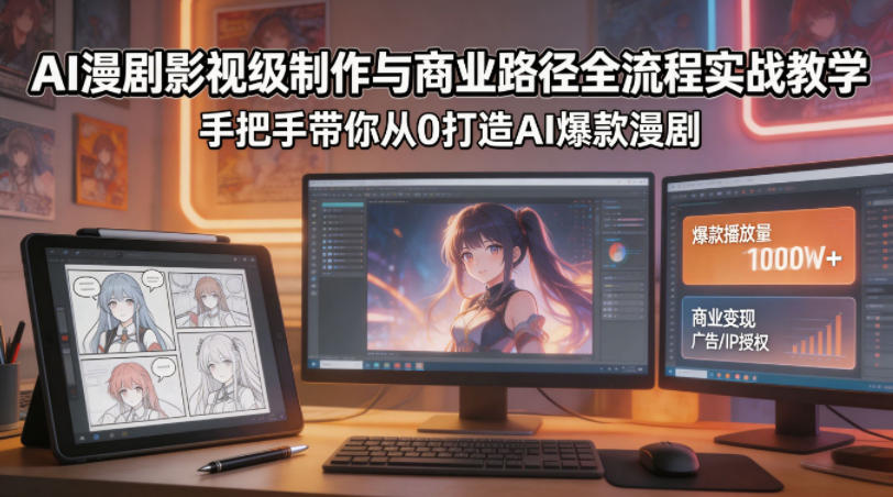 AI漫剧影视级制作与商业路径全流程实战教学，手带你从0打造AI爆款漫剧 - 佳梦网创 - 网创副业项目资源站-佳梦网创 - 网创副业项目资源站
