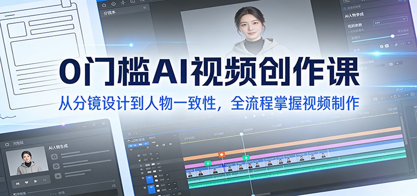 0门槛AI视频创作课：从分镜设计到人物一致性，全流程掌握视频制作 - 佳梦网创 - 网创副业项目资源站-佳梦网创 - 网创副业项目资源站