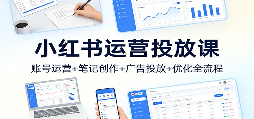 小红书运营投放课：账号运营+笔记创作+广告投放+优化全流程 - 佳梦网创 - 网创副业项目资源站-佳梦网创 - 网创副业项目资源站