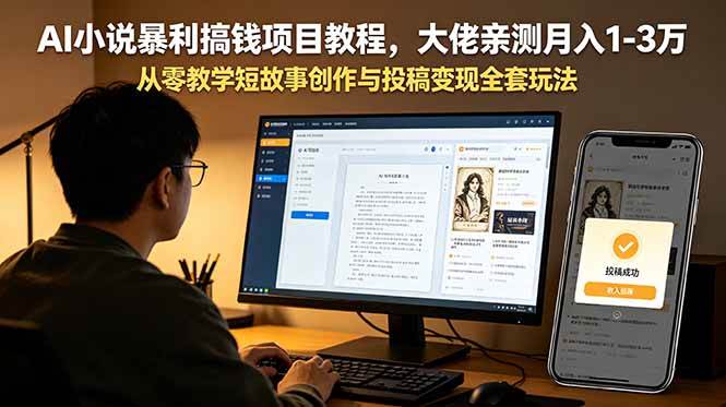 （18913期）AI小说暴利搞钱项目教程-更新，大佬亲测月入1-3万，从零教学短故事创作与投稿变现全套玩法-佳梦网创 - 网创副业项目资源站