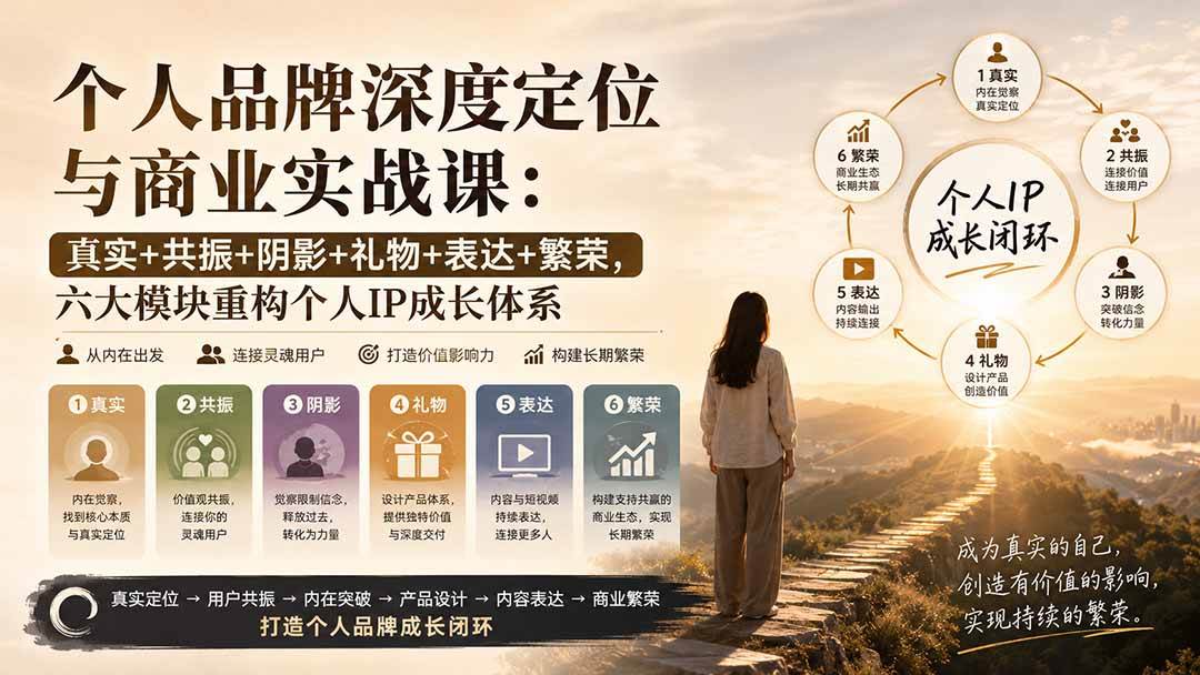(20140期)个人品牌深度定位与商业实战课:真实+共振+阴影+礼物+表达+繁荣,六大模块重构个人IP成长体系-佳梦网创 - 网创副业项目资源站