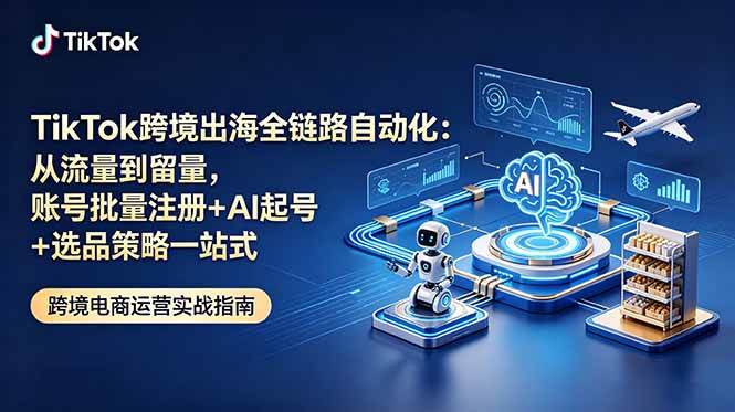 (18907期)TikTok跨境出海全链路自动化:从流量到留量,账号批量注册+AI起号+选品策略一站式-佳梦网创 - 网创副业项目资源站
