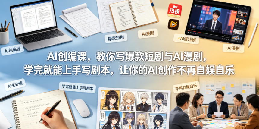 AI创编课，教你写爆款短剧与AI漫剧，学完就能上手写剧本，让你的AI创作不再自娱自乐 - 佳梦网创 - 网创副业项目资源站-佳梦网创 - 网创副业项目资源站