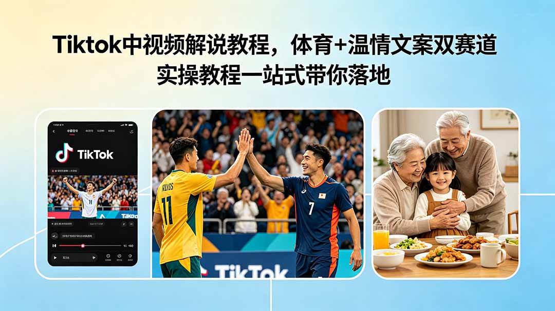 (18910期)Tiktok中视频解说教程,体育+温情文案双赛道实操教程一站式带你落地-佳梦网创 - 网创副业项目资源站
