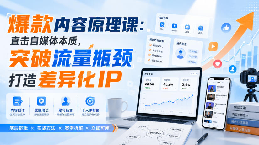 爆款内容原理课:直击自媒体本质,突破流量瓶颈打造差异化IP-佳梦网创 - 网创副业项目资源站