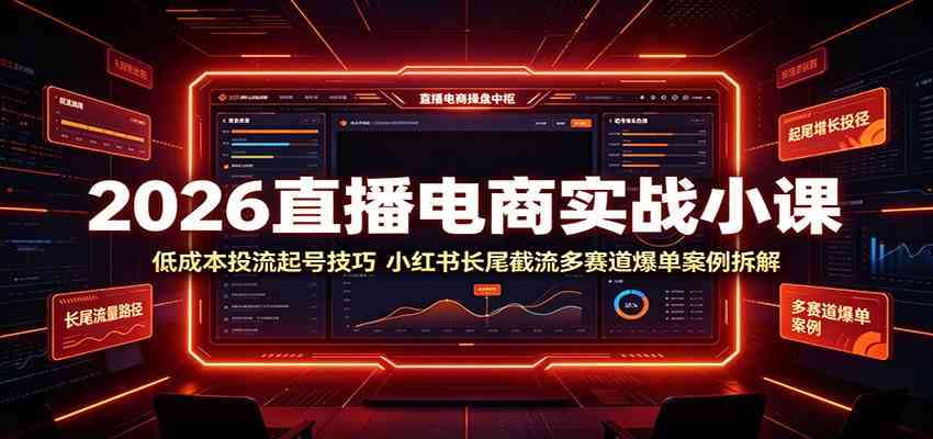 2026直播电商实战小课:低成本投流起号技巧,小红书长尾截流多赛道爆单案例拆解 2026直播电商实战小课:低成本投流起号技巧,小红书长尾截流多赛道爆单案例拆解
