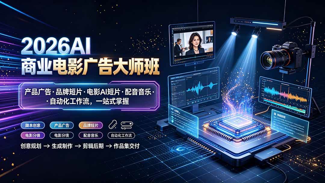 （19303期）2026AI商业电影广告大师班：产品广告·品牌短片·电影AI短片·配音音乐·自动化工作流，一站式掌握 - 佳梦网创 - 网创副业项目资源站-佳梦网创 - 网创副业项目资源站