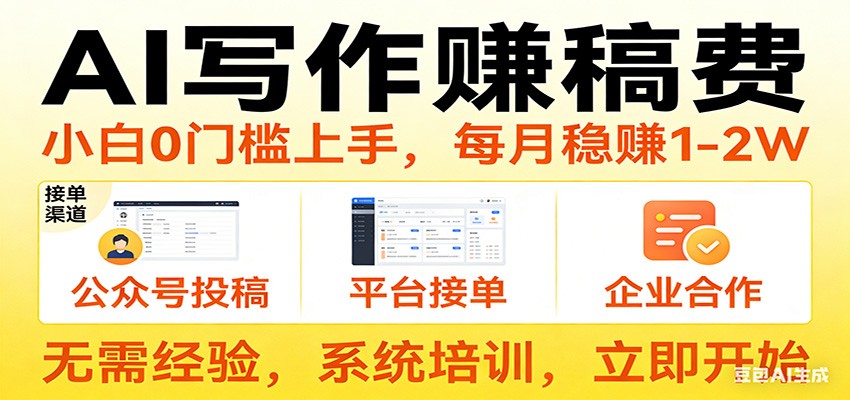 用AI写作赚稿费，提供接单渠道，每月稳赚1-2W，小白0门槛上手！ - 佳梦网创 - 网创副业项目资源站-佳梦网创 - 网创副业项目资源站