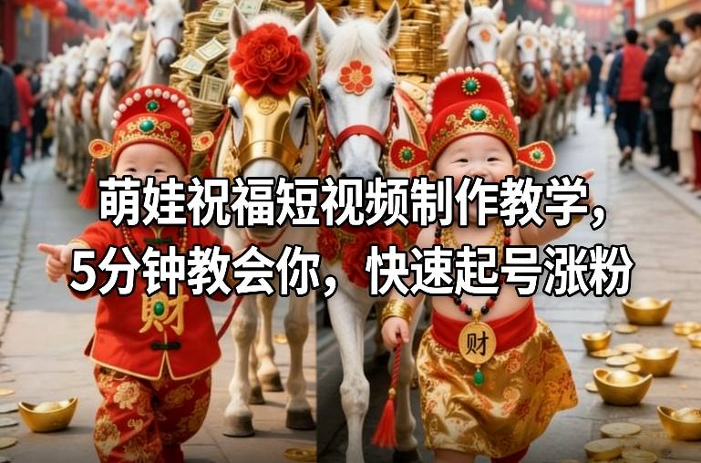 萌娃祝福短视频制作教学，5分钟教会你，快速起号涨粉 - 佳梦网创 - 网创副业项目资源站-佳梦网创 - 网创副业项目资源站