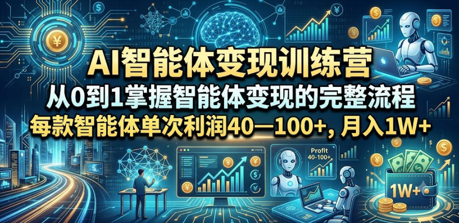 AI智能体变现训练营，从0到1掌握智能体变现的完整流程，每款智能体单次利润40—100+，月入1W+ - 佳梦网创 - 网创副业项目资源站-佳梦网创 - 网创副业项目资源站