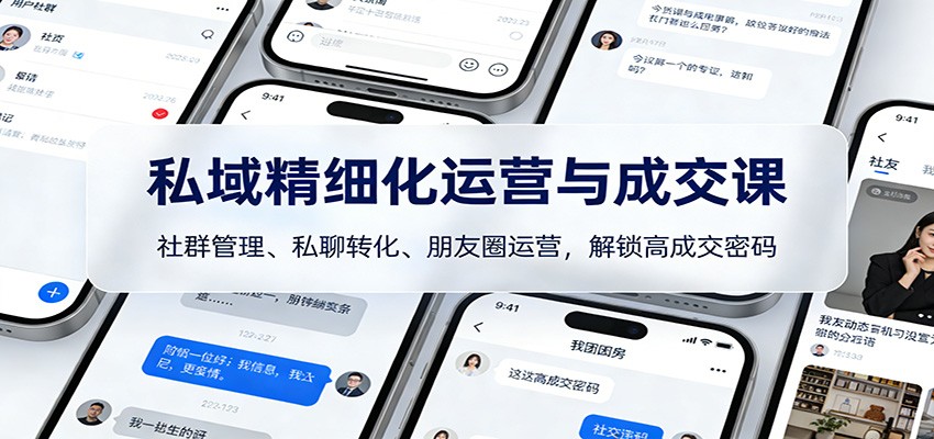 私域精细化运营与成交课：社群管理、私聊转化、朋友圈运营，解锁高成交密码 - 佳梦网创 - 网创副业项目资源站-佳梦网创 - 网创副业项目资源站